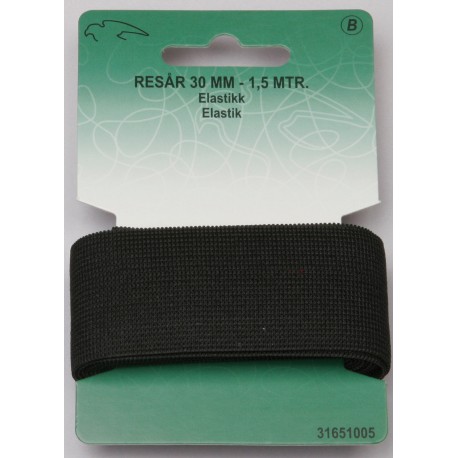 Elastik sort 30 mm 3 meter
