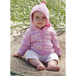 Baby Merino Cardigan med hue - sælges kun sammen med garn