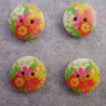 Knap træ 18 mm. med blomster print vj18263-28-0004