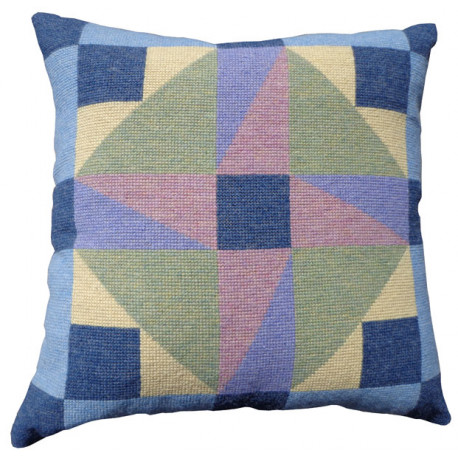 Pude Patchwork blå